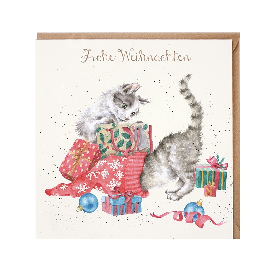 Katze Weihnachtskarte "A Purrrfect Christmas" 15 x 15cm Wrendale Designs