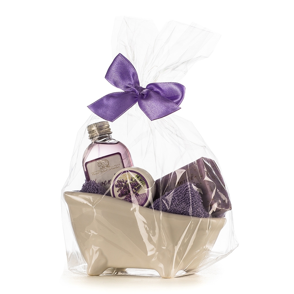Badewanne Keramik Geschenkset Lavendel Schafmilch
