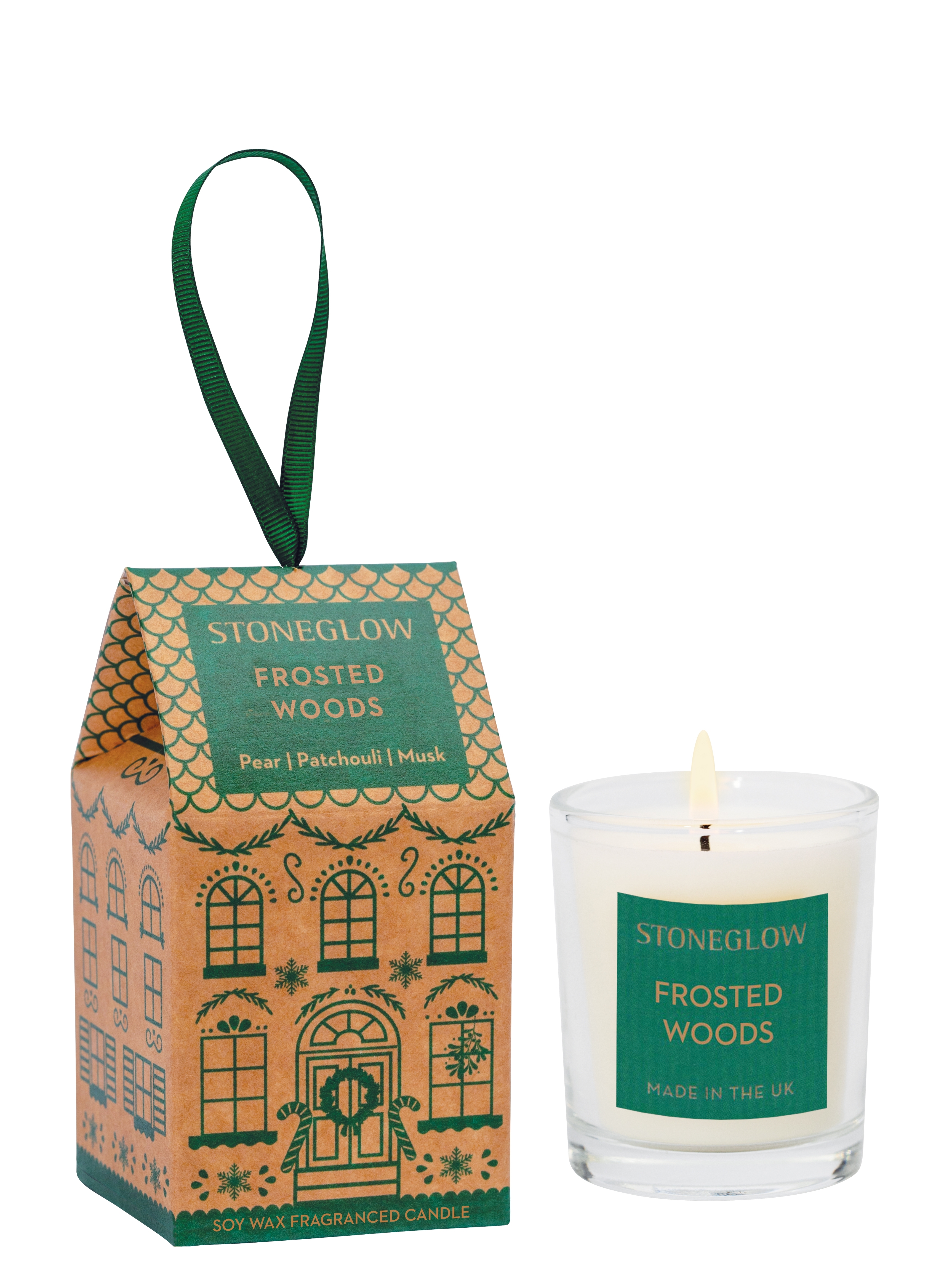 Frosted Wood Duftkerze mit Haus Geschenkverpackung