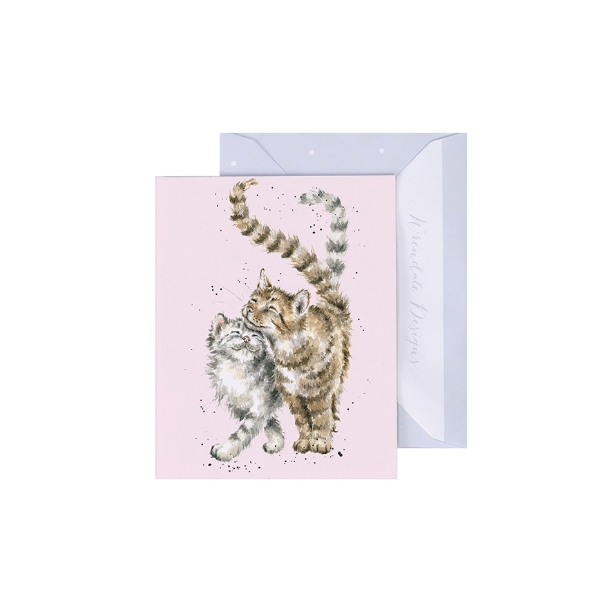 2 kuschelnde Katzen Geschenkkarte "Feline Good" 90 x 75mm Wrendale Designs