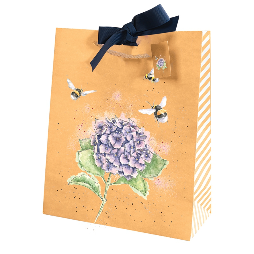 Abeille grand sac cadeau "Hydrangea" 300 x 250 x 110mm Wrendale Designs