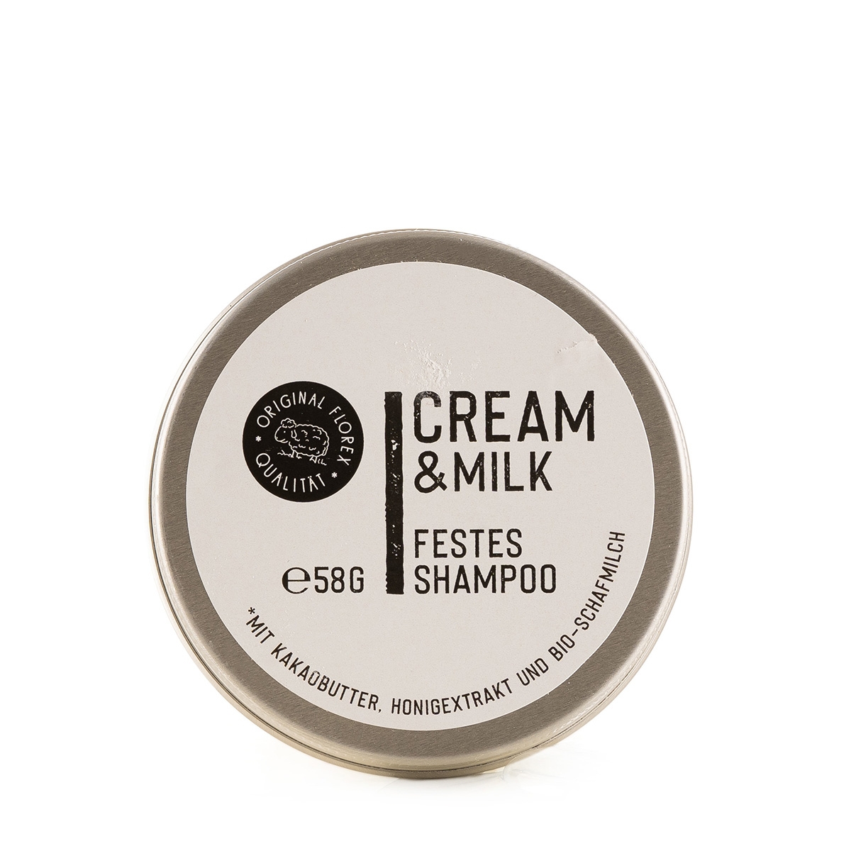 Festes Haarshampoo 58g Cream & Milk in Dose weiss