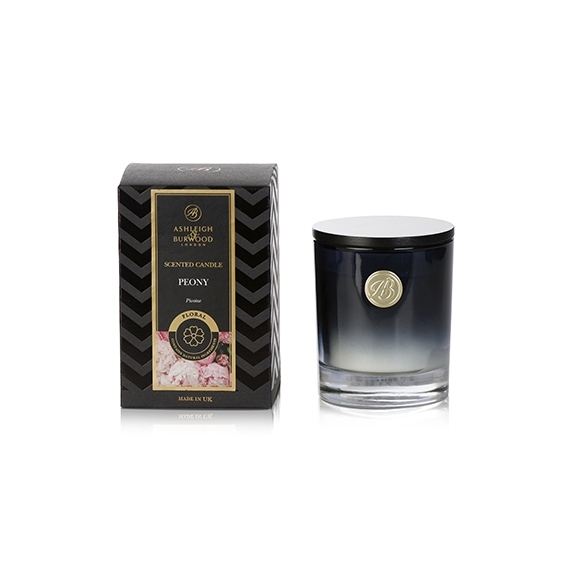 Peony Signature Collection 140 g Duftkerze mit elegantem schwarzen Holzdeckel